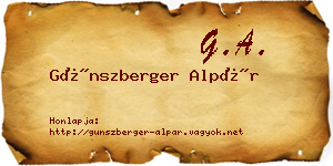 Günszberger Alpár névjegykártya